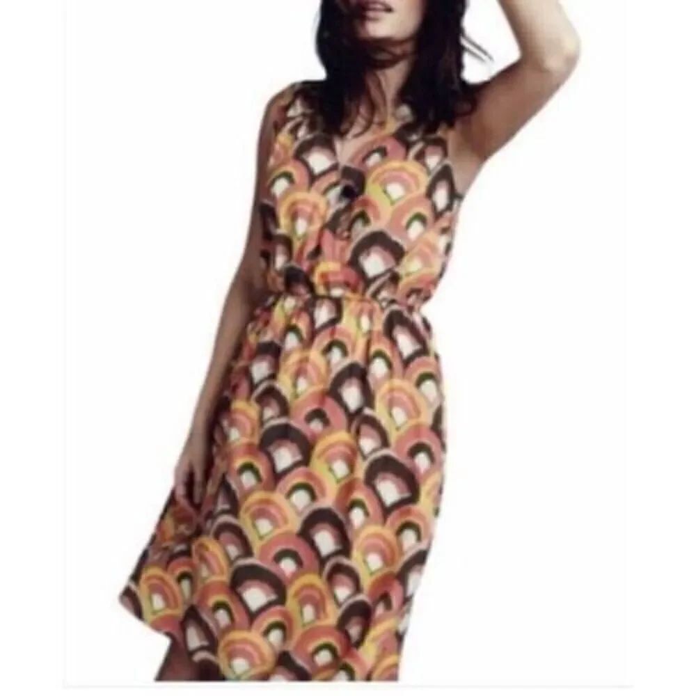 Boden Women’s Size 6 Sleeves Retro 70s Vibe Casual Dress Multicolor Sleeveless